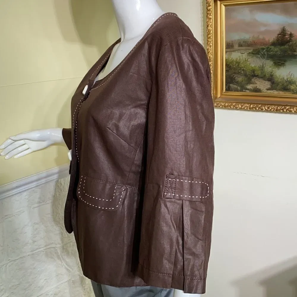 Vex Collection Brown Cotton Light Jacket/Top - Picture 4 of 13